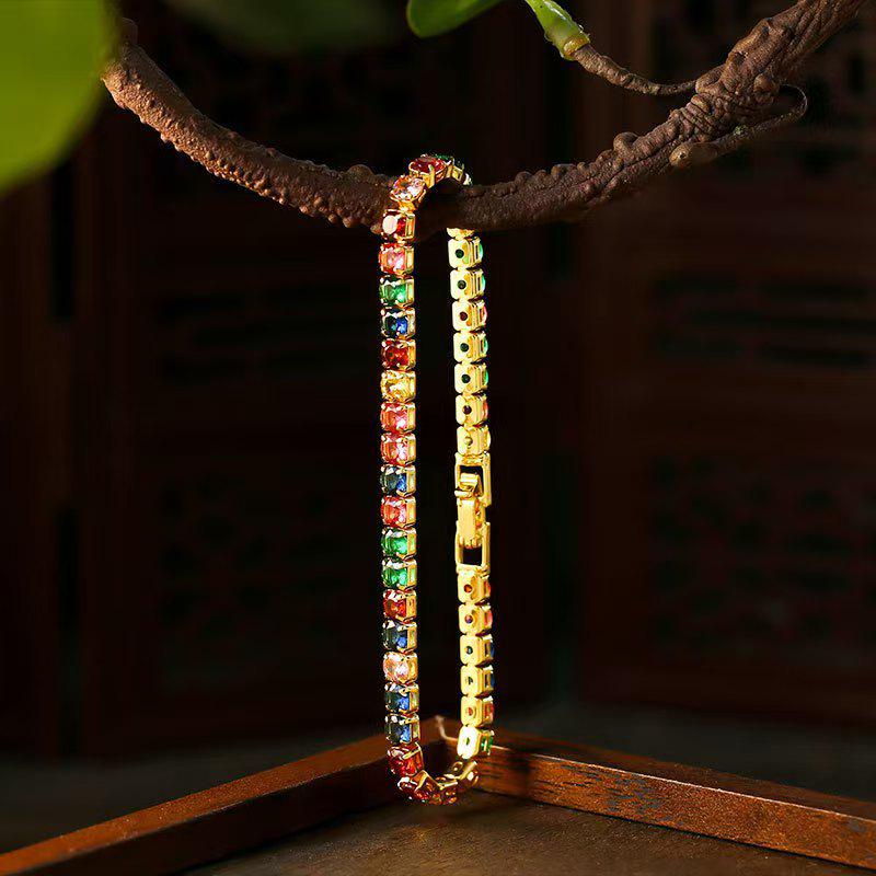 Унисекс Полный Бриллиант Циркон Кристалл Теннисный Браслет - Универсальное Блестящее Подарочное Ювелирное Изделие