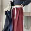 Women's Velvet Wide-Leg High-Waist Pants - 2024 Autumn/Winter Warm Slim Drape Straight Sports Style