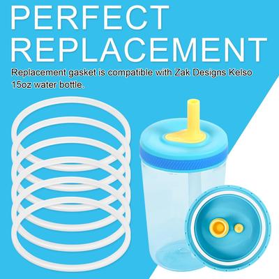 6 шт. Сменные резиновые прокладки для Zak Designs Kelso 15 унций, Герметичная силиконовая прокладка крышки чашки, Уплотнительное кольцо, Аксессуар для бутылки для воды Zak, Не содержит БФА