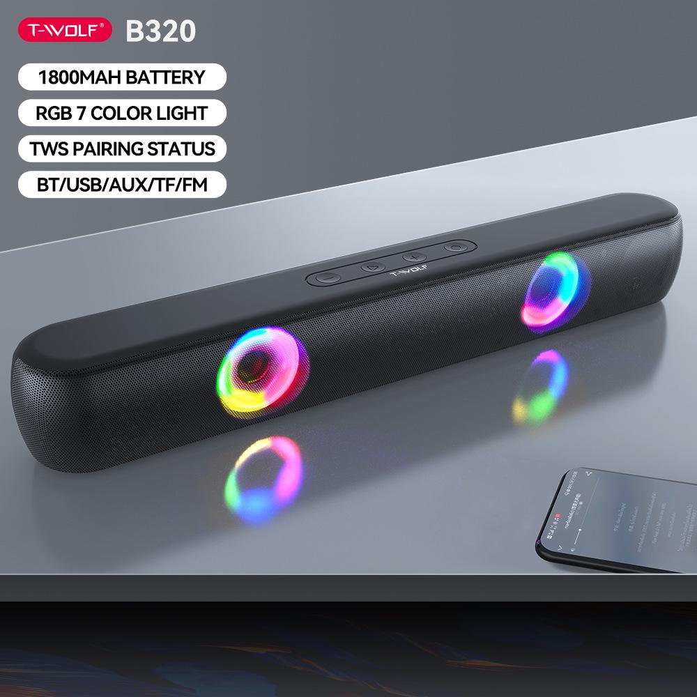 Bluetooth-колонка для рабочего стола T-WOLF B320 с мощным басом и RGB-подсветкой