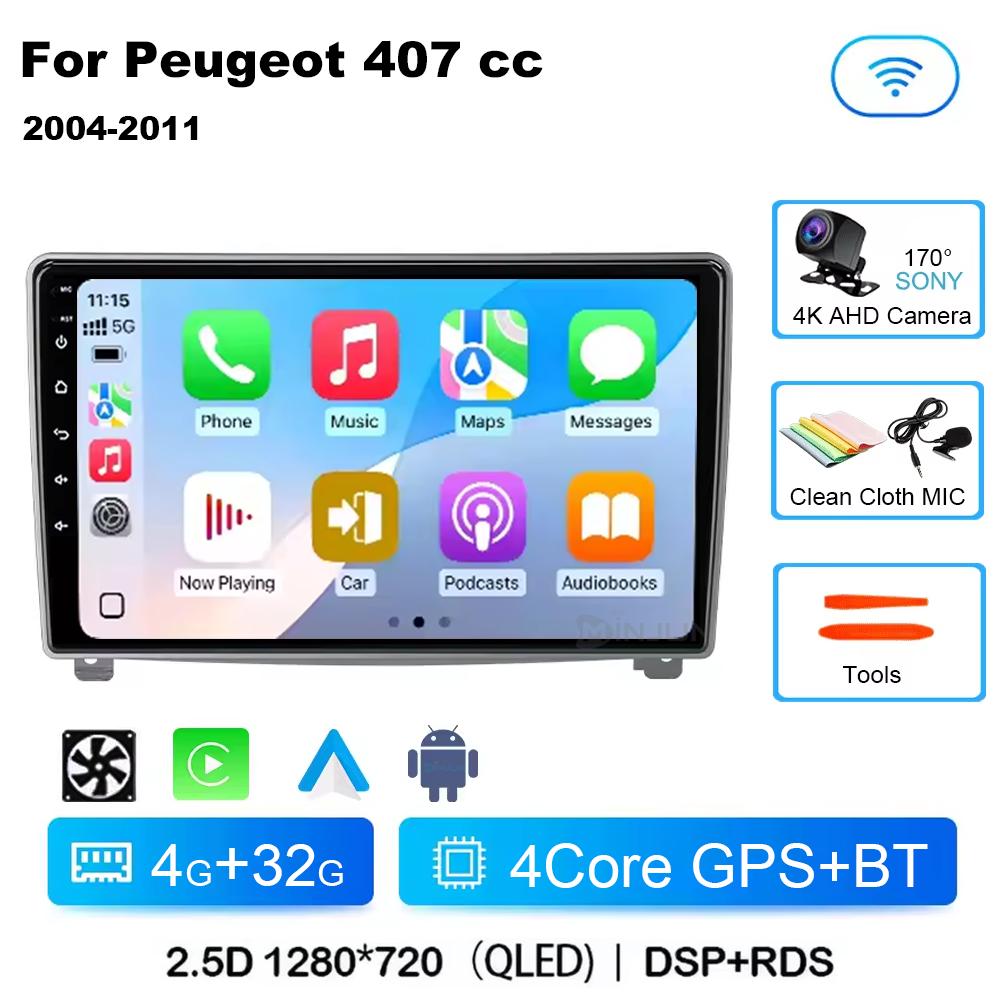Android 14 автомобильный радиоплеер для Peugeot 407 cc 407 sw 2004 - 2011 Qualcomm автомобильный мультимедийный стерео радио GPS Carplay сенсорный экран