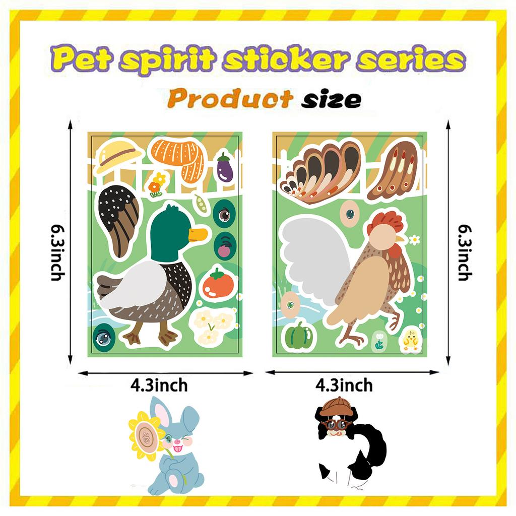 Toy Puzzle Stickers Farm Animals Make A Face Sticker DIY Handicrafts Waterproof Repeat Stickers