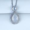 Natural ice chalcedony pendant women's jadeite inlaid gemstone transparent white jade pendant agate necklace hanging pendant