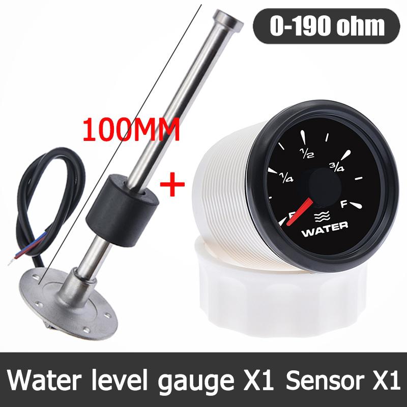 52mm Water Level Gauge + Water Level Sensor 0~190 Ohm With 7 Color Backlight Water Level Indicator Meter Fit For Car Boat Marine