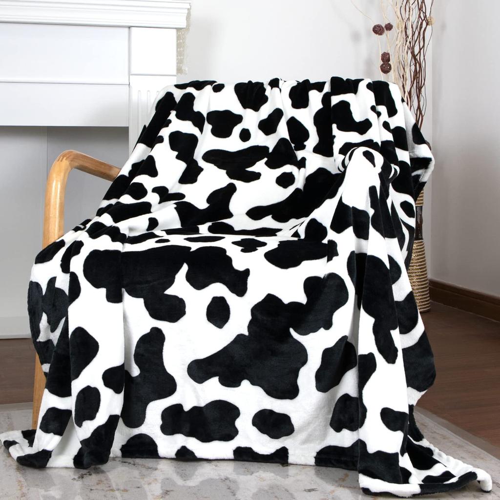 Cow Spotted Case Blanket Soft Comfortable Flannel Warm Blanket Birthday Holiday Gift Blanket