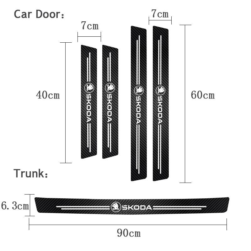 wsmrp6 Car Door Sill Carbon Fiber Sticker Threshold Side Anti Scratch Waterproof Decal for Skoda Octavia Kodiaq Fabia Superb Mk3