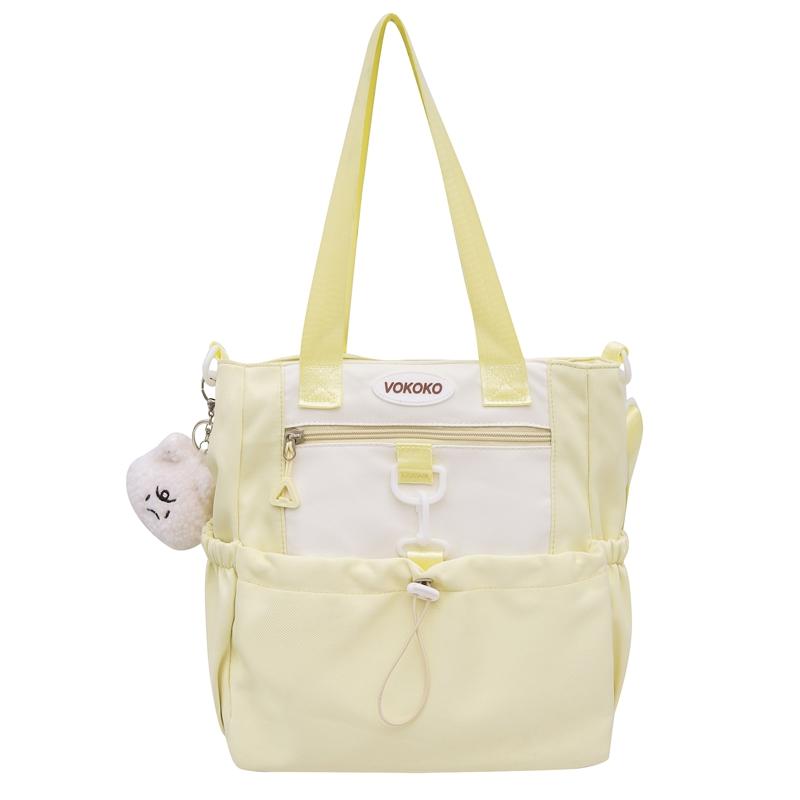 Girls Contrast Shoulder Bag Large Capacity Student Book Bag