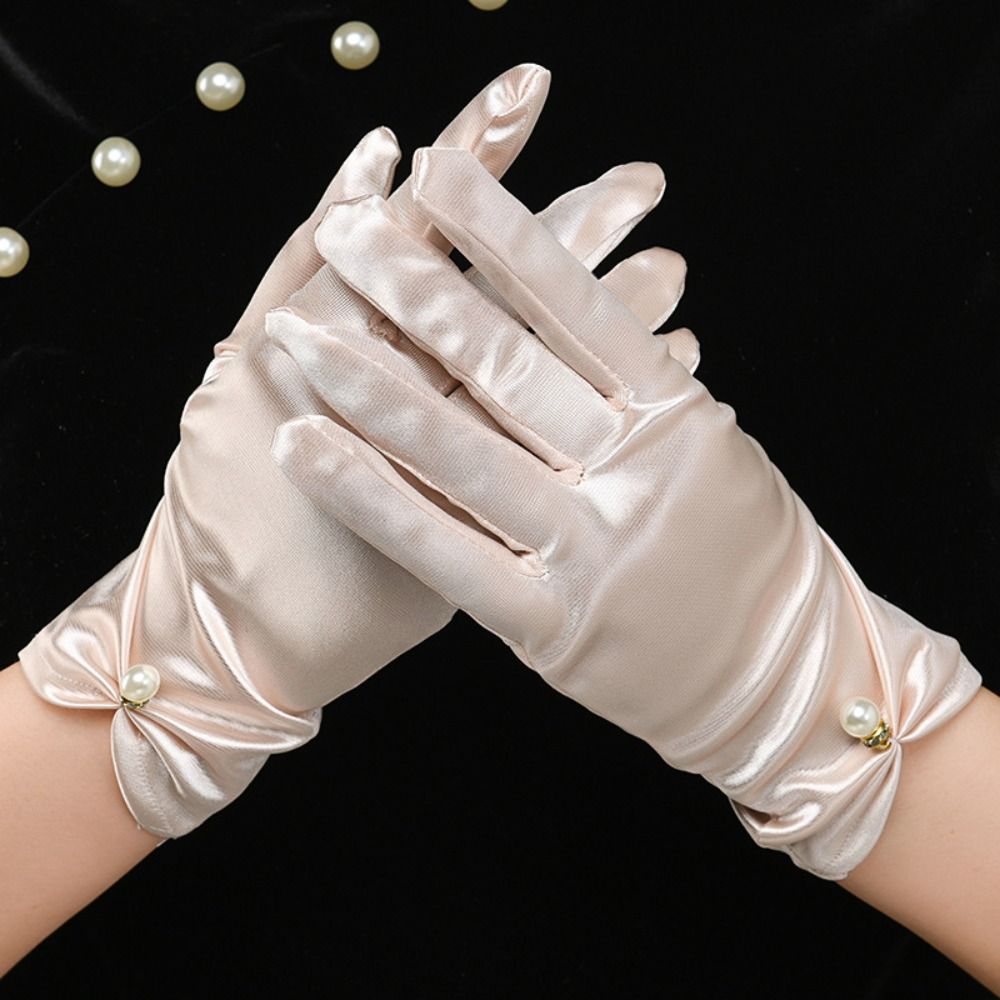 Solid Color Bridal Gloves Satin Dance Mittens Events Activities Dress Stage Gloves Wedding