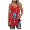 (SU)Women Casual Loose Shirts Spaghetti Strap Sleeveless Print Cute Tops Camisole Tee Tank