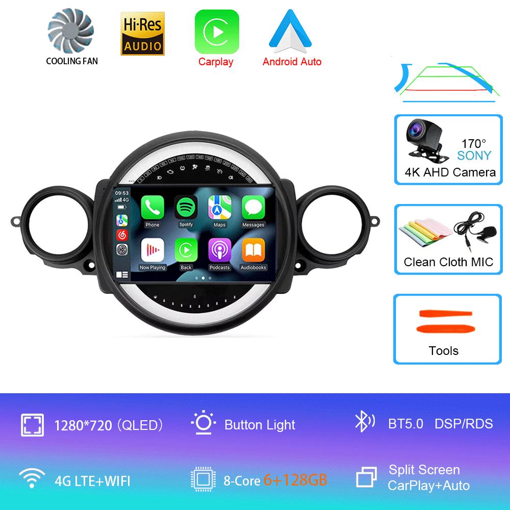 Автомагнитола Android 14 для BMW Mini Cooper R56 R60 R51 2006 - 2015 GPS Carplay Навигация Стерео Авто DSP BT DVD Мультимедийный плеер