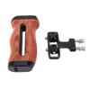 Camera Cage Handle Grip Universal Wooden Side Handle with Cold Shoe Mount and 14 Inch Screw Hole