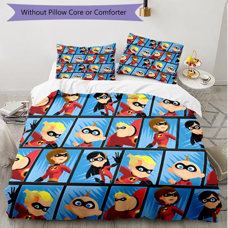 3pcs Duvet Cover Set (1*Duvet Cover + 2*Pillowcase, Without Core), Incredibles Print Soft All‑Season Bedding Set, Home Bedroom Decor Gift