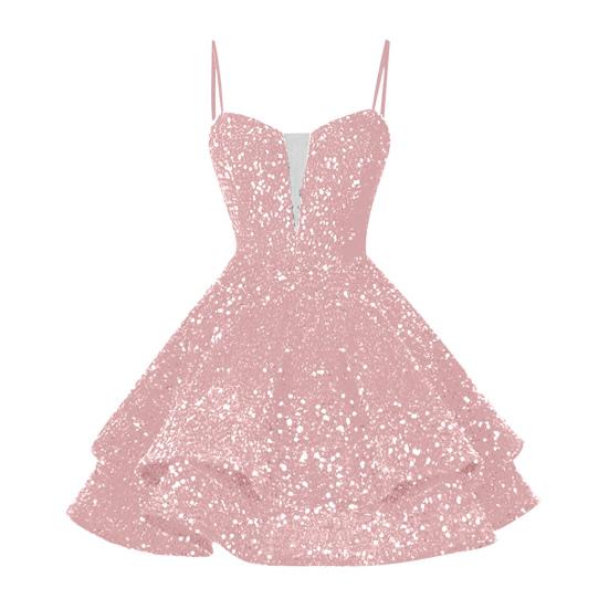 Women's Spaghetti Strap Sparkly Sequin Dress A Line Ruffle Swing Party Nightclub Mini Dress Sexy Backless Tight Short Cocktail Dress