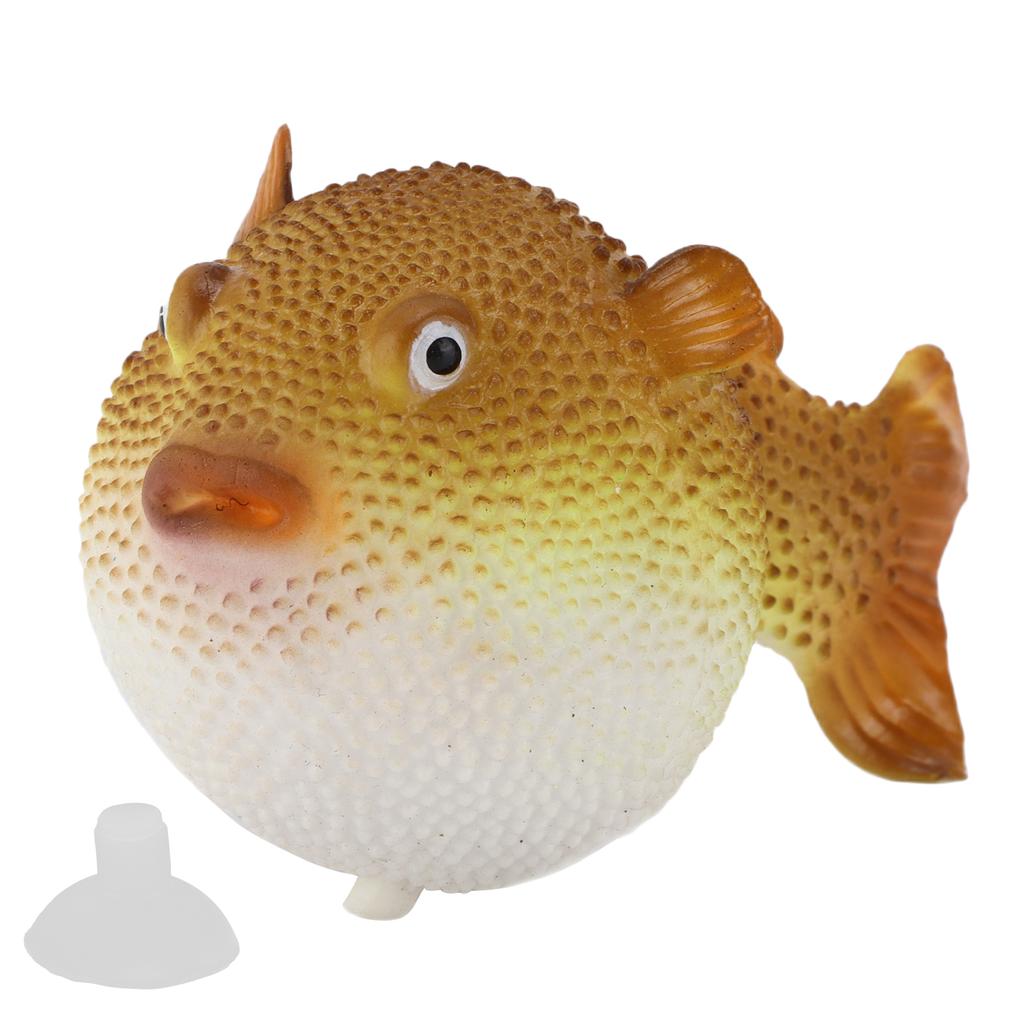 Aquarium Puffer Fish Luminous Simulation Rubber Fish with Suction Cup for Fish Tanks