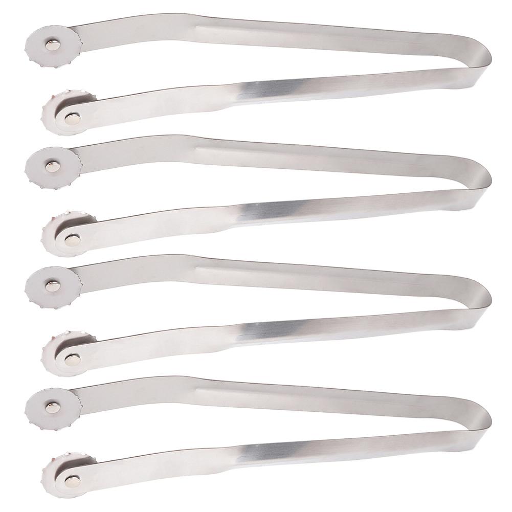 2-10pcs BBQ Sausage Turning Tongs Kitchen Hot Dogs Cooking Clip Stainless Barbecue Long Handle Tongs for Flipping Bacon Steak