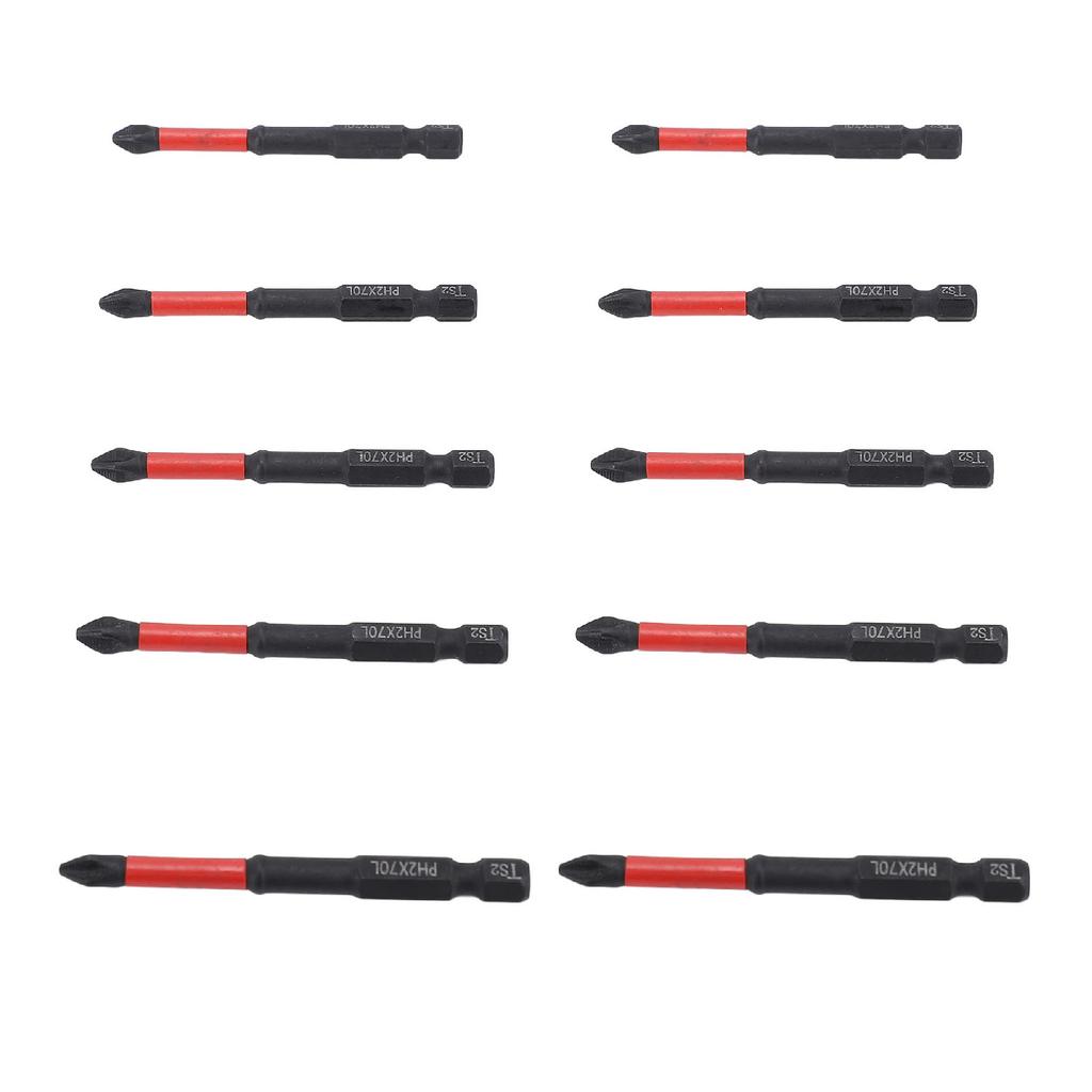 Набор из 10 магнитных бит для отвертки PH, нескользящие твердые длинные сверла для ударной дрели, электрической ручной