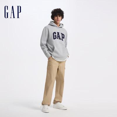 Gap Унисекс Худи с капюшоном из мягкого ворсистого флиса с логотипом, цвет Угольный