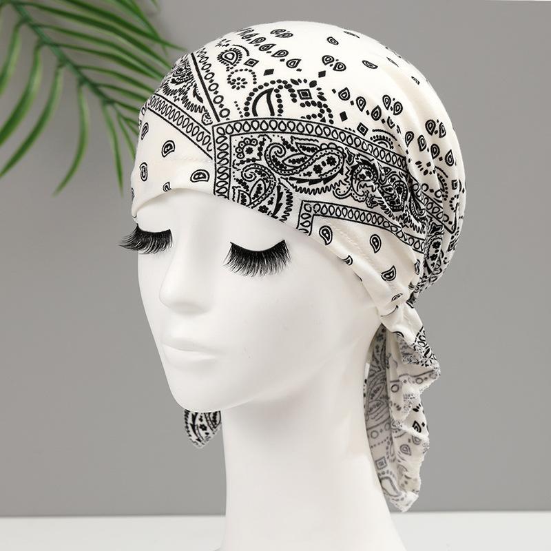 Hat Female Triangle Scarf Pirate Hat Headscarf Hat Head Cap Chemotherapy Cap Casual Printing Dust Hat Ethnic Hat