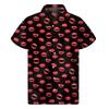 Fashion Red Lips 3D Printed Shirt Men Women Summer Vacation Loose Short Sleeves Hawaiian Tee Shirts Button Lapel Aloha Blouse