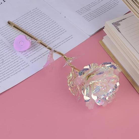 Имитация Розы Бессмертный букет на День Святого Валентина Золотая фольга Юбилейный фестиваль Светодиодный цветок для дома