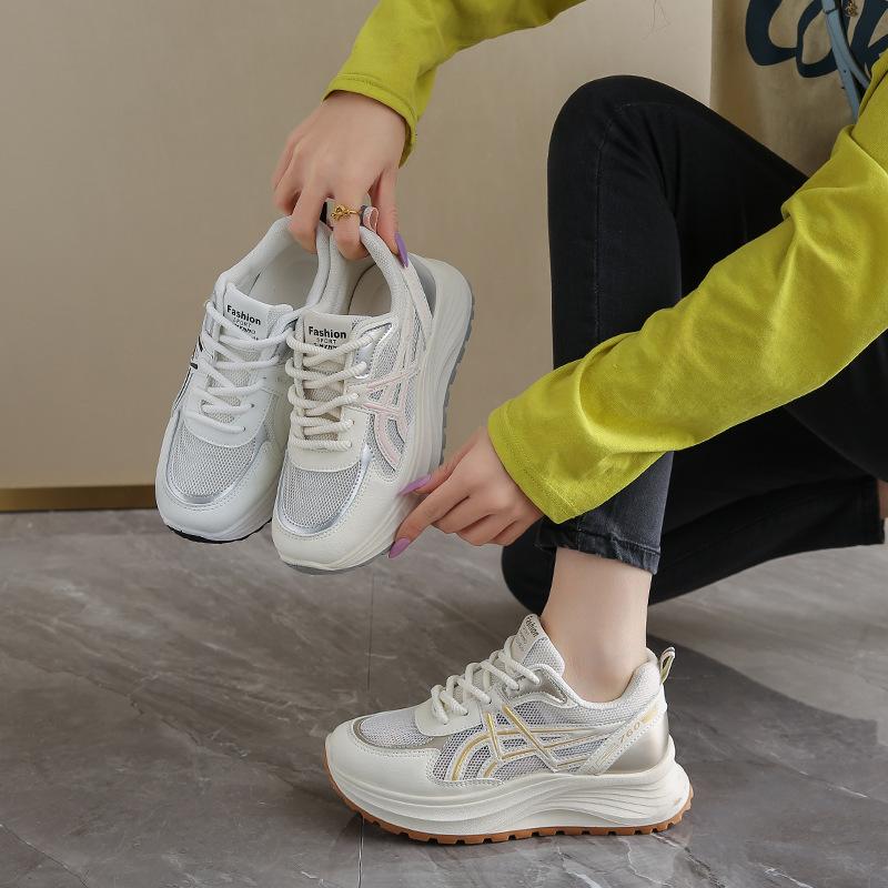 Летние кроссовки на толстой подошве 2025, универсальные, сетчатые, в стиле «папиных кроссовок», женские, легкие, дышащие и тонкие, спортивные, модные, повседневные женские туфли