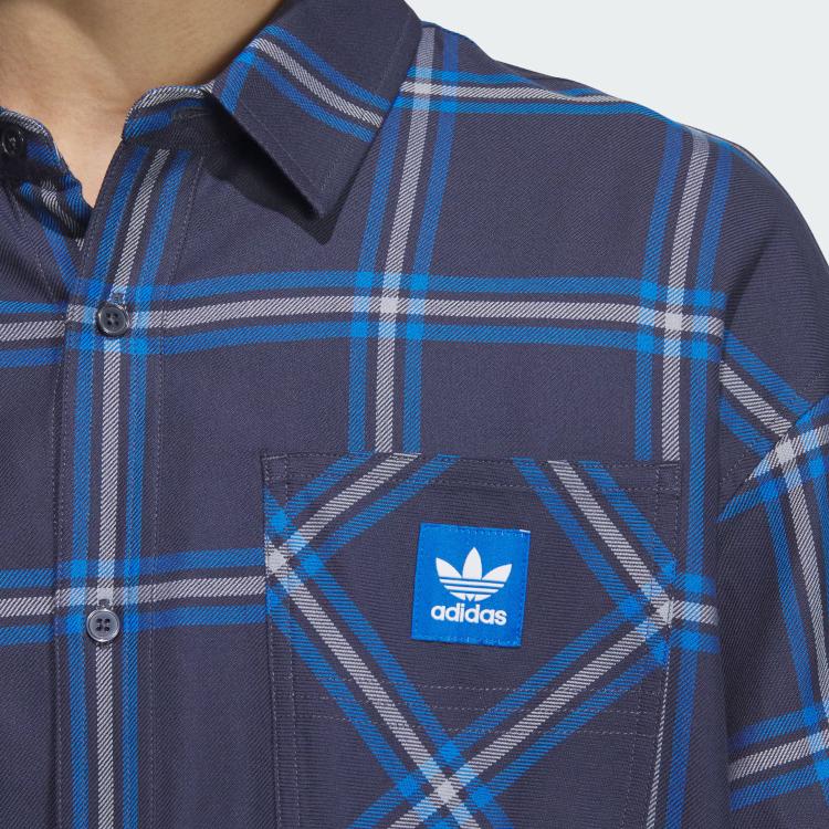 Adidas Originals City Skate FW24 Mountain Outdoor Comfortable Pure Cotton Sports Long Sleeve Shirt Men Shirts Shadow-Blue Bird-Feather-Blue JC6836-1