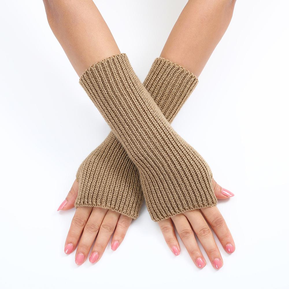 Women Long Fingerless Gloves Knitted Mitten Hand Warmers Winter Warm Wool Knitting Half Finger Gloves Unisex Arm Sleeve
