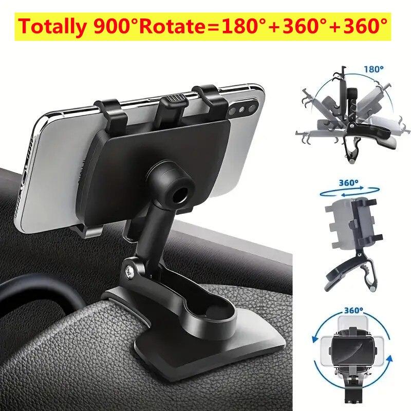 360 Degree Rotation Car Phone Holder Clip Car Smartphone Support Adjustable Phone Bracket Stand For IPhone Xiaomi Huawei Samsung
