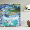 3d Printed Natural Forest Landscape Shower Curtain Waterproof Fabric Waterfall Bathroom Curtains Wall Decoration Large 300x180
