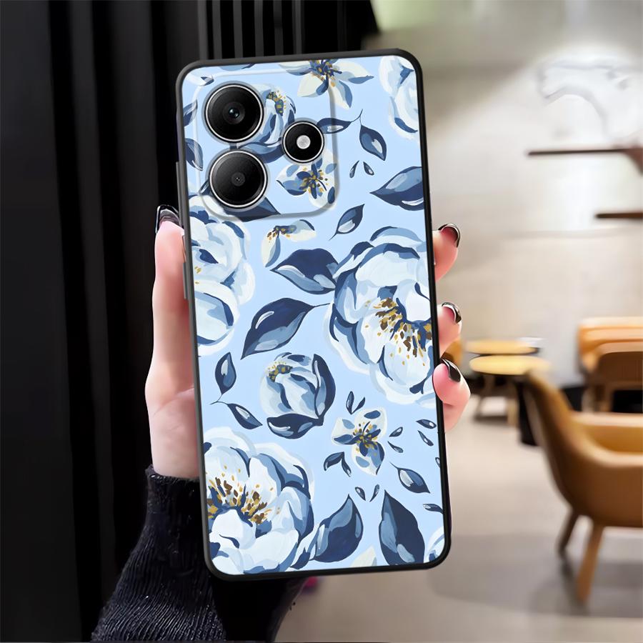 Мультяшный чехол с синим цветком для Xiaomi Redmi Note 14 12C 13C A4 A5 9 8 7 K80 13 Pro Plus A1 12 11 A3 14C 10 Чехол для телефона K40 A1 A2