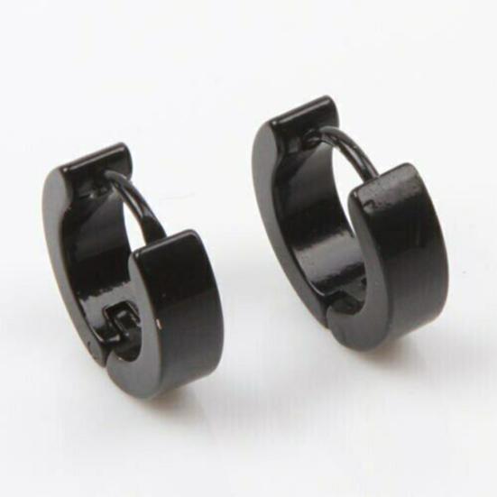 1 Pair Cool Men's Stainless Steel Huggie Hoop Earrings Casual Jewelry