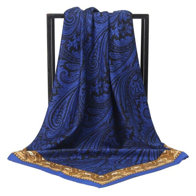 2021 Design Brand Women Square Silk Scarf Chain Print Head Scarfs Female Satin Hijab Scarves Shawl Wrap Lady Headband Foulard