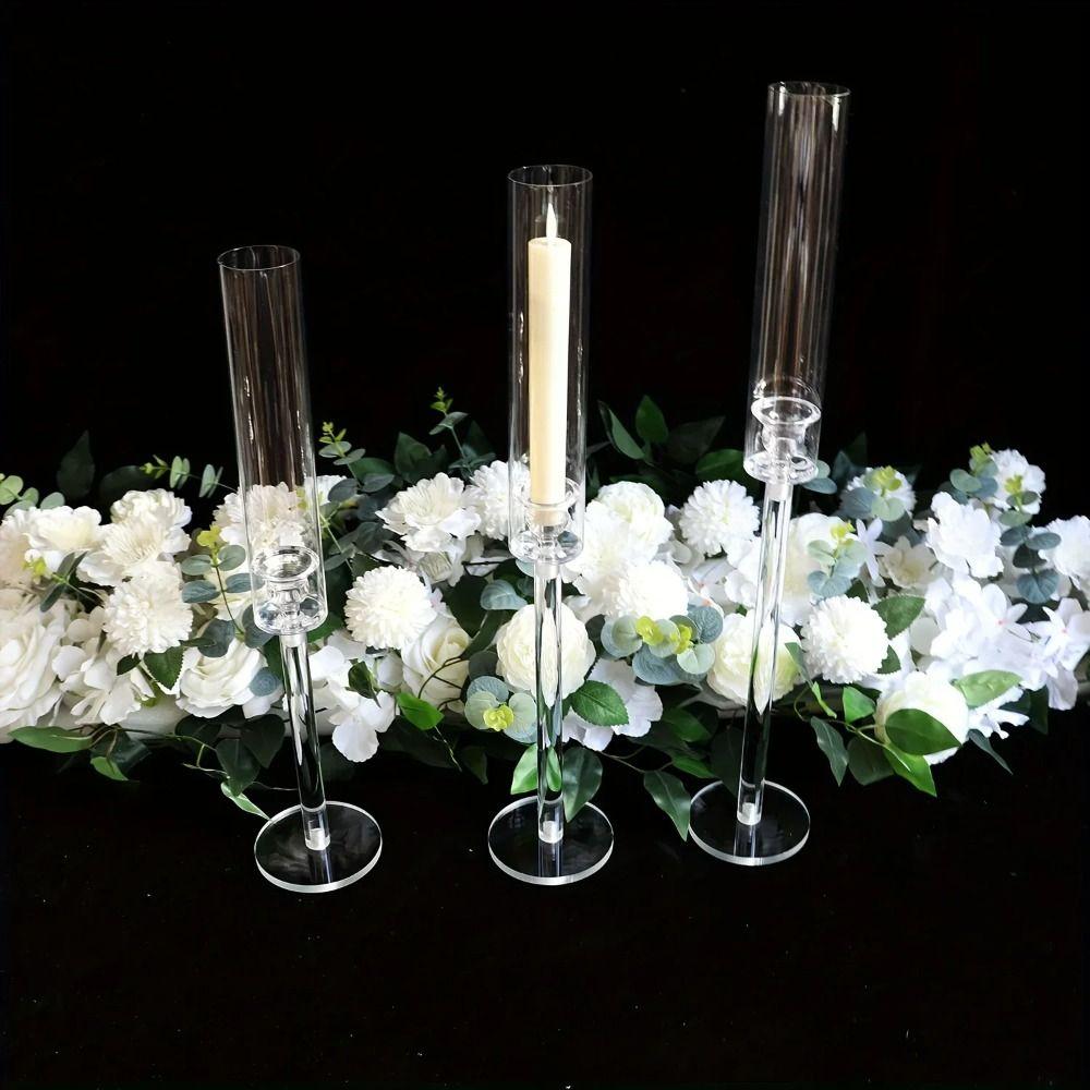 3 Pcs/set delicate Crystal Candle Holders Acrylic Centerpieces Candlestick Wedding Party