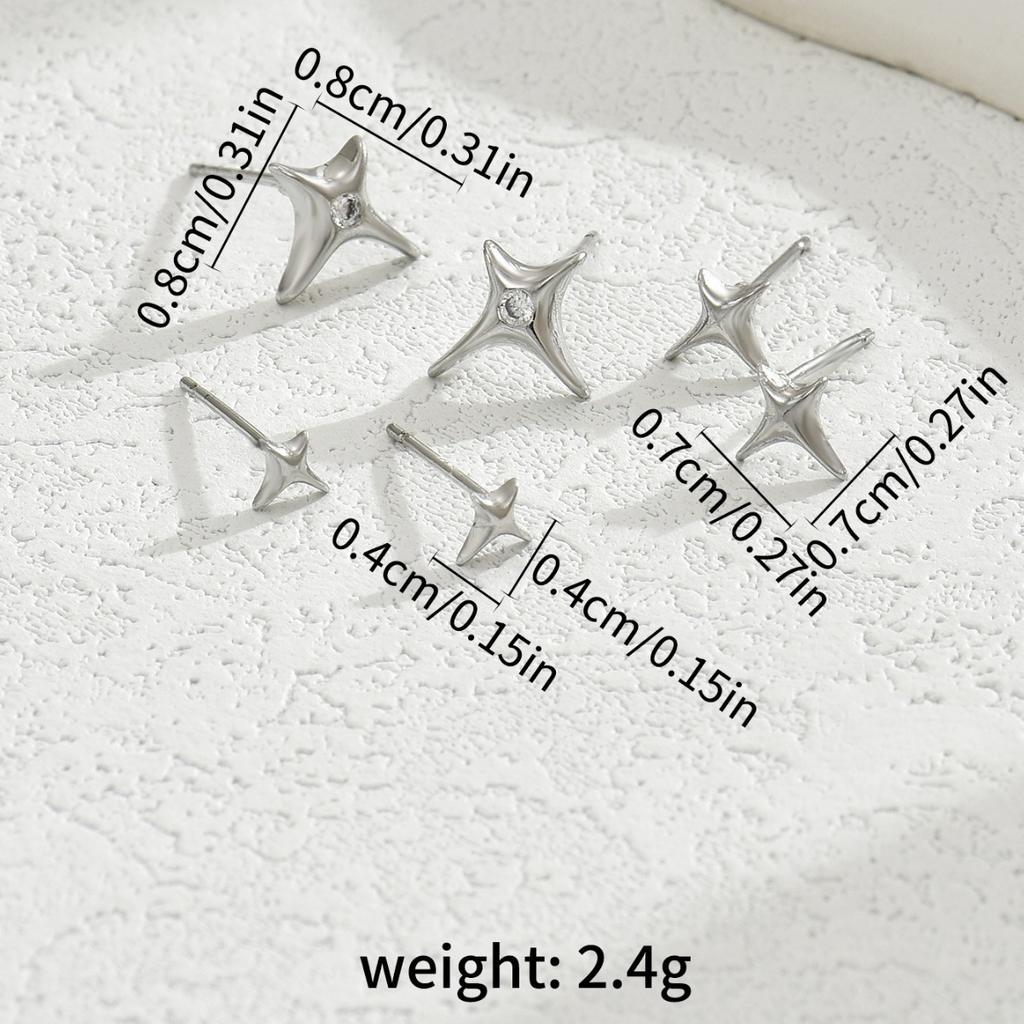 Милый маленький набор свежих женских серег-пусет, простые серьги со вставками из циркона в виде звезд, пасторальные серьги.