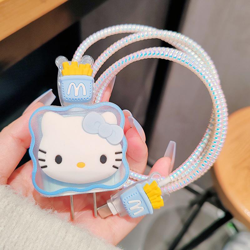 Hello Kitty Защита для зарядного кабеля и данных Чехол-протектор для Apple iPhone 18/20W Защита зарядки Защита от переломов Набор органайзеров для кабеля данных