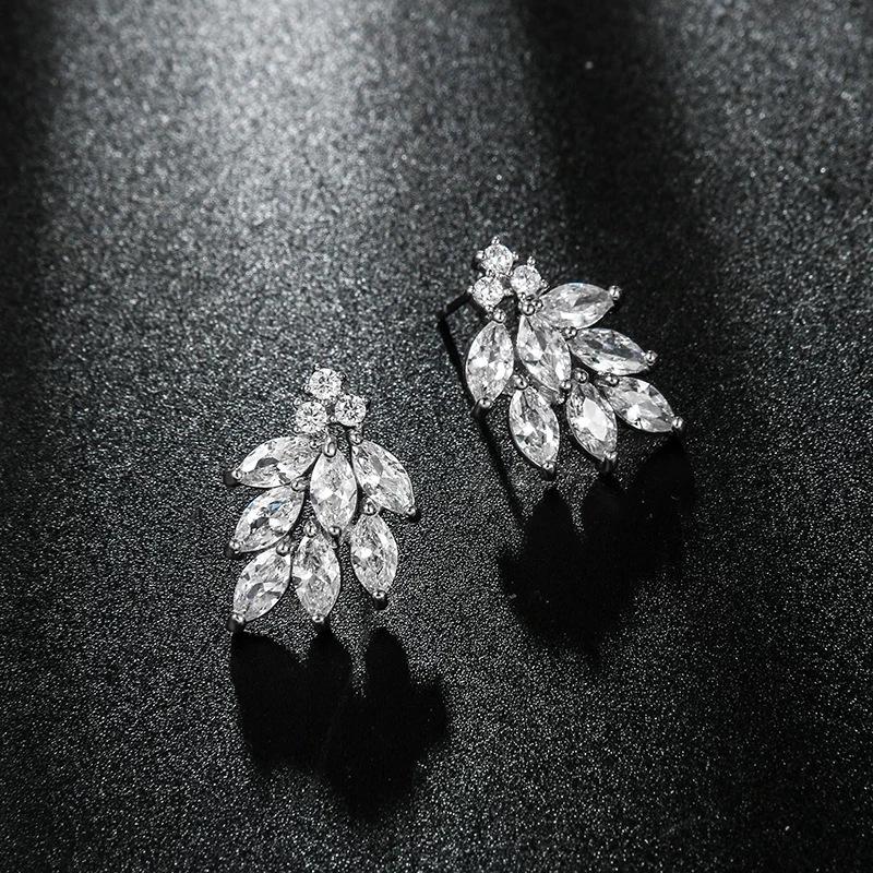 Элегантные женские серьги-пусеты с темпераментом, медные серьги с цирконом, свадебные серьги, серьги для свадебной фотосессии, трансграничная торговля, горячо продаваемые серьги