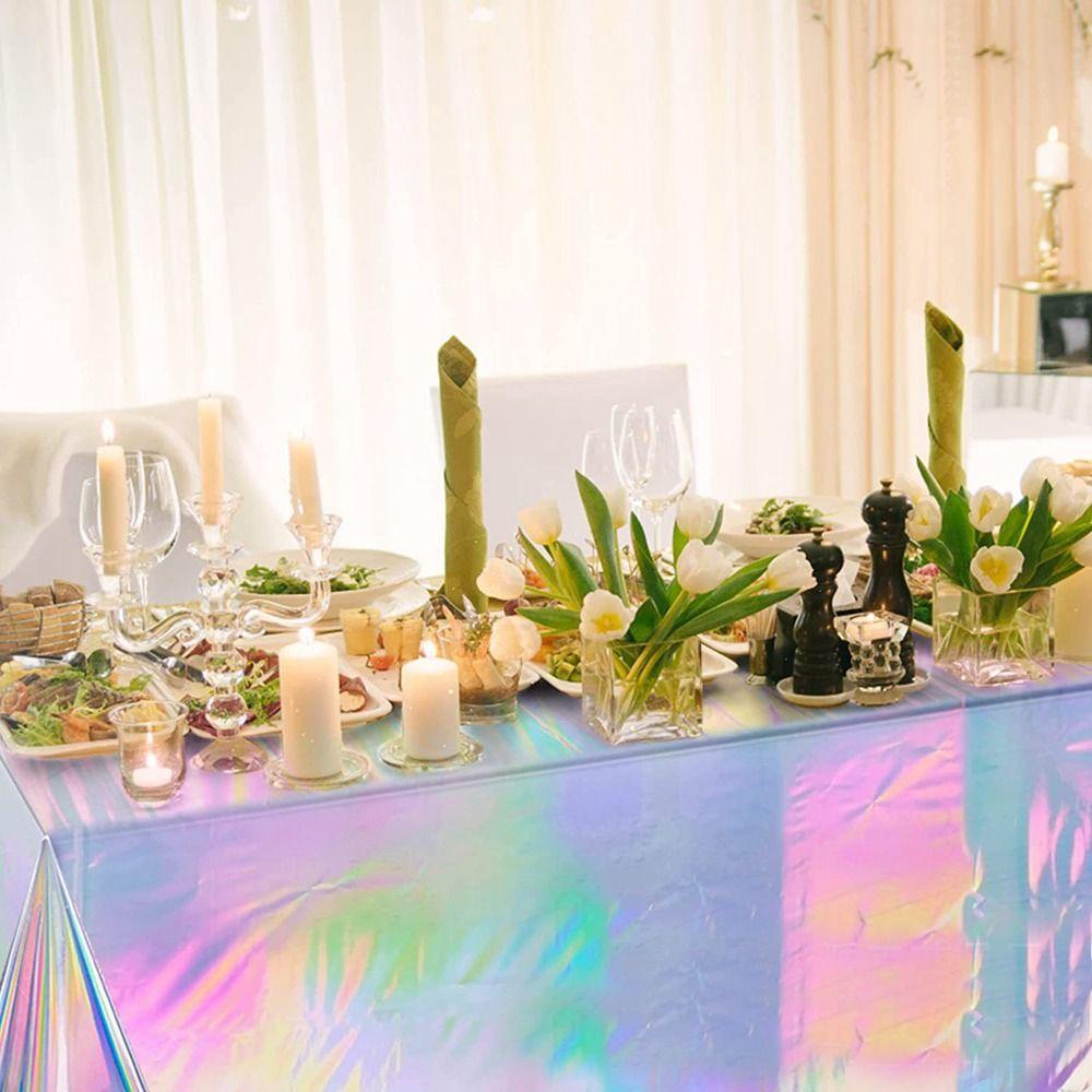 Plastic Laser Tablecover Disposable Laser Tablecloth Table Runner   Party Decor