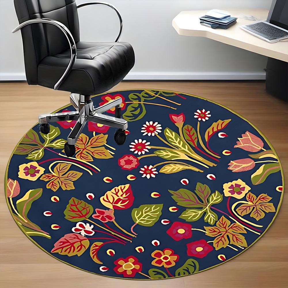 1pc Floral Pattern Carpet for Office Non Slip, Round Carpet, Soft & Comfortable, Carpet for Office, Lightweight Round Floor Mat