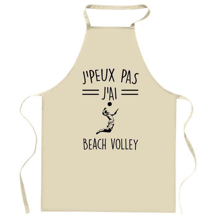 Tablier de cuisine - Beach Volley 2 J'peux pas - Coton résistant - Impression DTG France - Liens ajustables