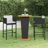 Day and Night - Day and Night 3-piece Garden Bar Furniture Set and Black Synthetic Rattan Cushions