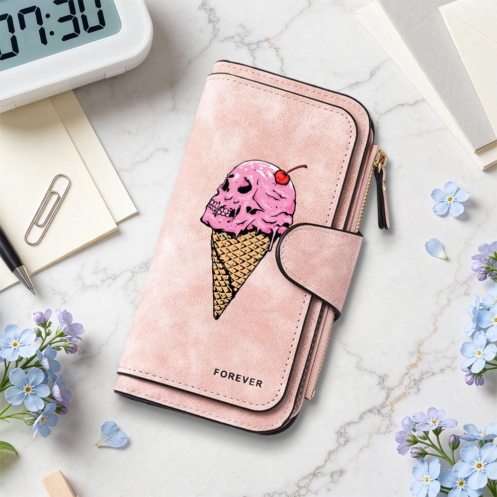 Длинный кошелек с узором из мороженого и черепов Forever Fashion Держатель для кредитных карт Кошелек