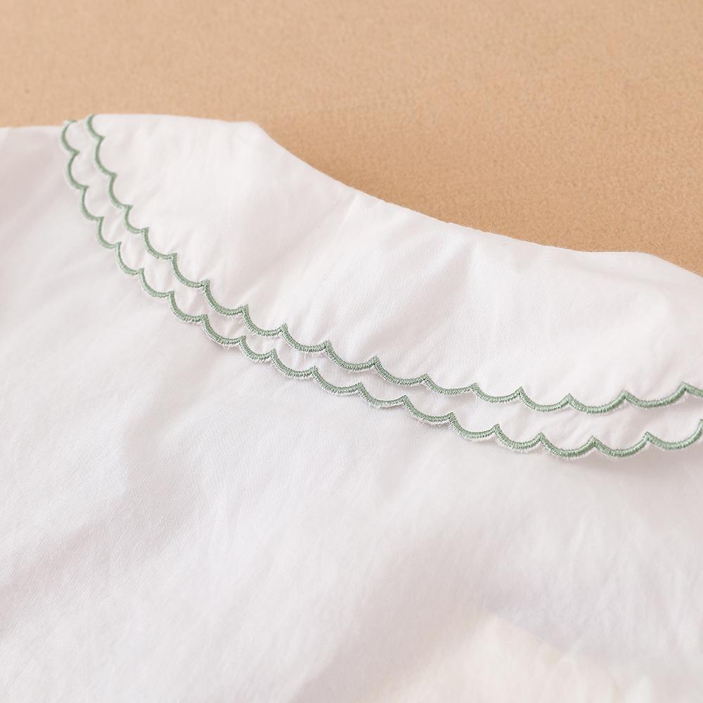 Рубашка для девочек с вышитым воротником, блузка с длинными рукавами для милой девочки 2-6 лет, детская белая рубашка