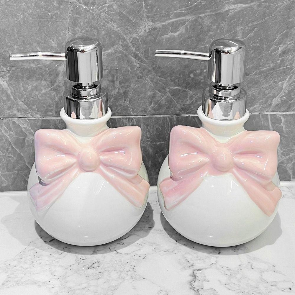 350ml Bow Lotion Bottle Ceramic Shower Gel Separate Bottles Practical Bow Soap Dispenser  Bathroom