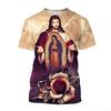 3D New Summer Personalized Christian Virgin Mary Print Short Sleeved Fashionable Loose Round Neck Casual T-shirt