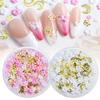 1 коробка роскошных розовых белых 3D мини-акриловых заклепок с цветами для дизайна ногтей, смешанные металлические украшения для ногтей в виде бабочек