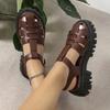 Женские сандалии Новые летние модные гладиаторские босоножки на платформе Женские квадратные каблуки с открытым носком Римские дизайнерские сексуальные туфли для взрослых женщин