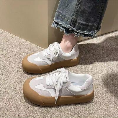 2024 Новые Осенние Тонкие Ретро Маленькие Белые Туфли Универсальные Парусиновые Туфли Повседневные Бордовые Туфли