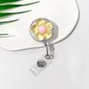 Transparent Worker ID Card Pull Buckle Cute ID Card Badge Holder Clip Floral Badge Reel  For Women