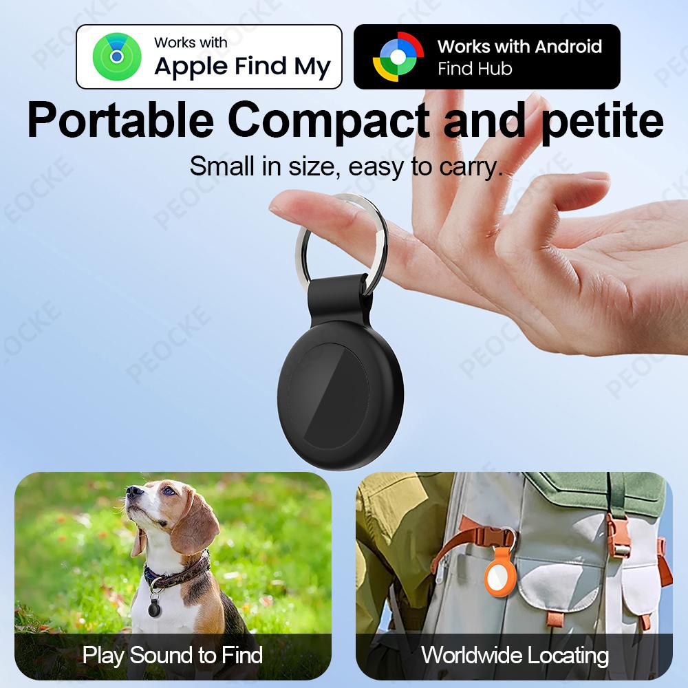 Двухсистемная умная метка местоположения Альтернатива AirTag Анти-потеря Bluetooth GPS-трекер Работает с Apple Find My Google Find Hub