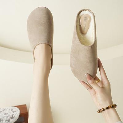 Весна и осень 2024 года, новые женские тапочки из конского волоса, роскошные шерстяные тапочки на плоской подошве, женские уличные тапочки из шерсти нейтрального цвета